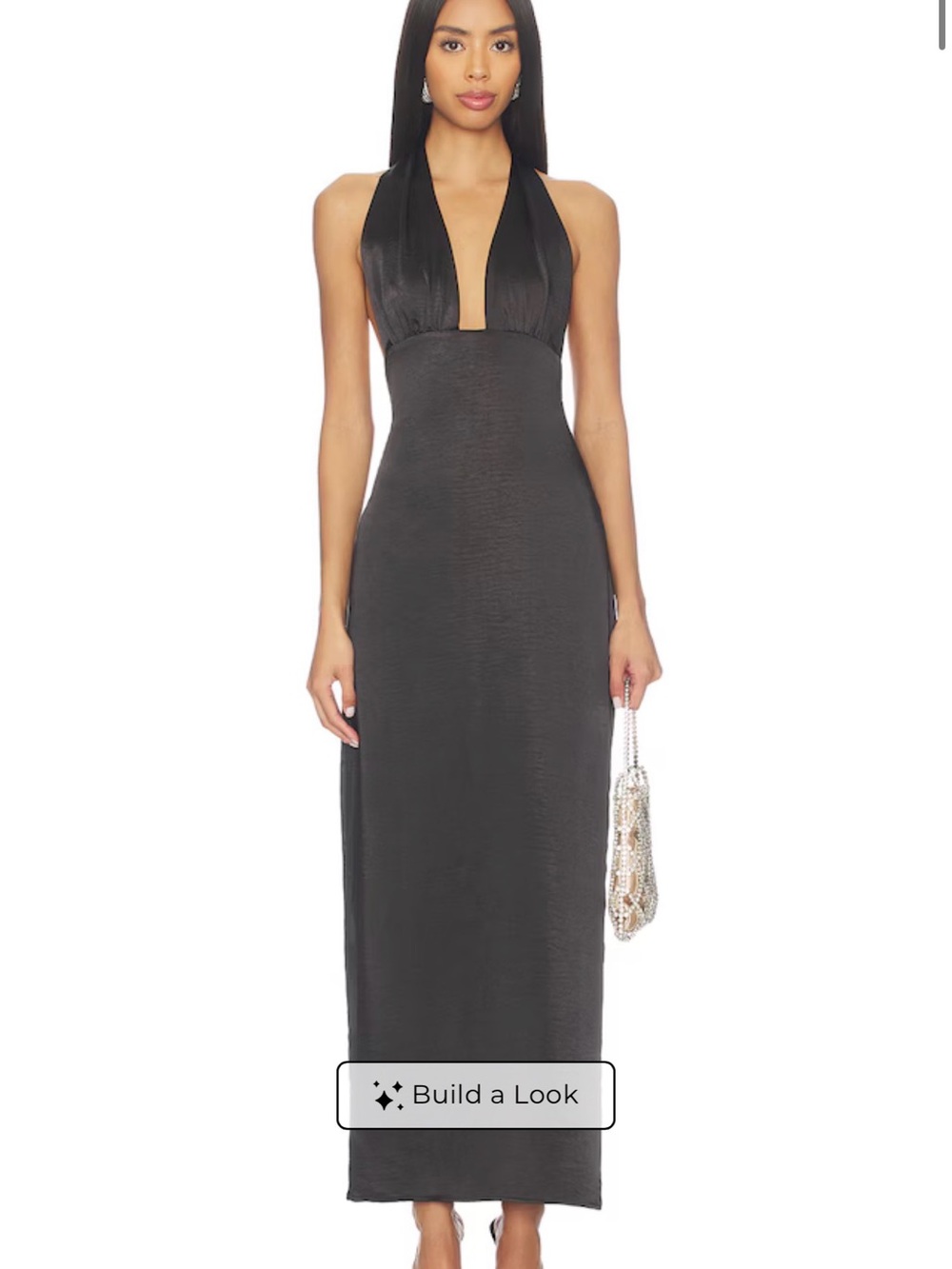 Black Halter Maxi Dress with Tie Neck